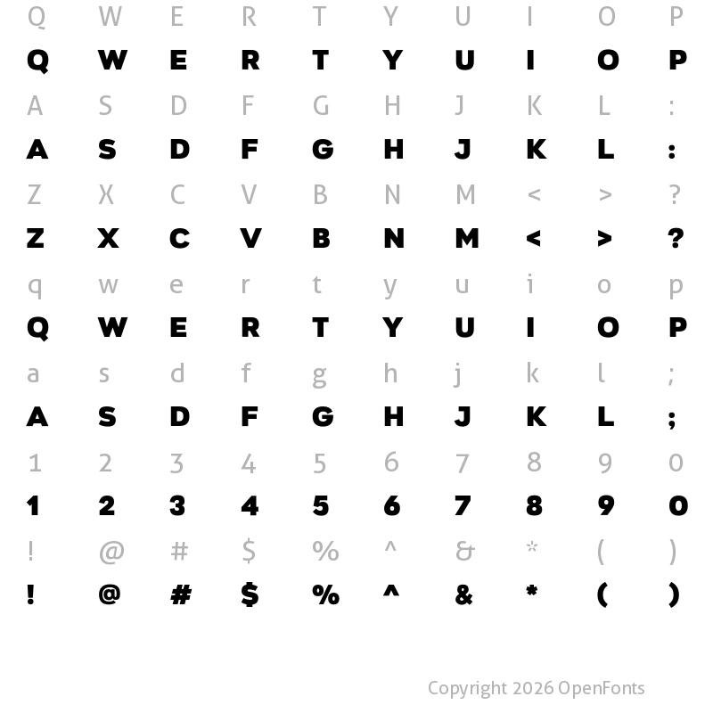 Character Map of Gretaros Regular