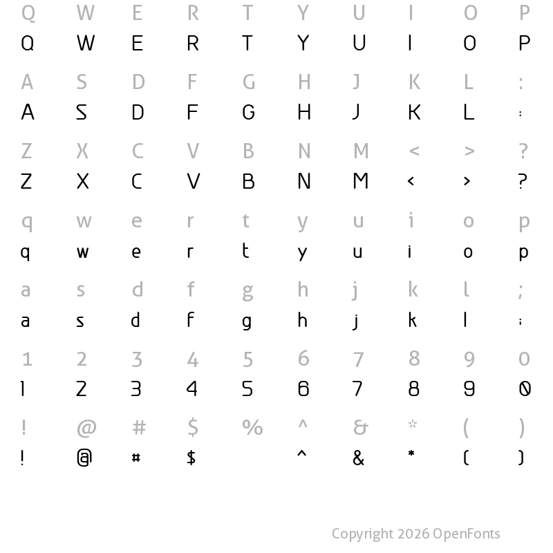 Character Map of GreyscaleBasic Bold