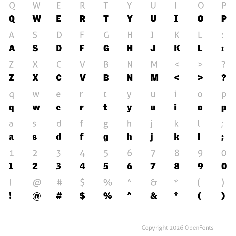 Character Map of GriffithGothic Ultra Regular