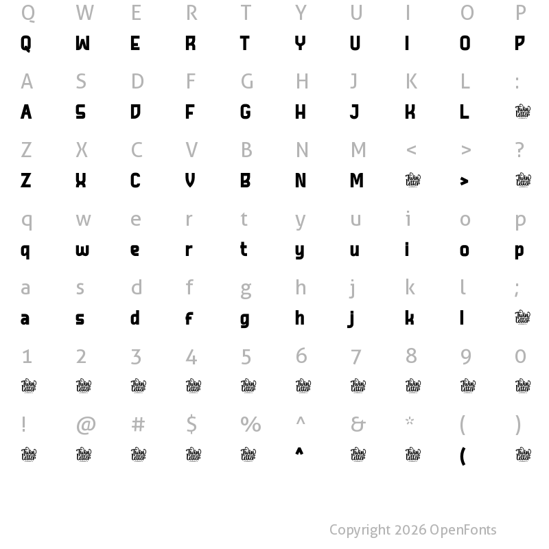 Character Map of GRIFON Black Personal Use