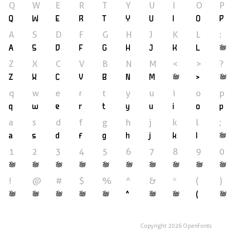 Character Map of GRIFON Personal Use