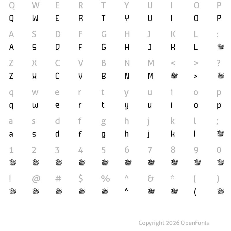 Character Map of GRIFON Thin Personal Use