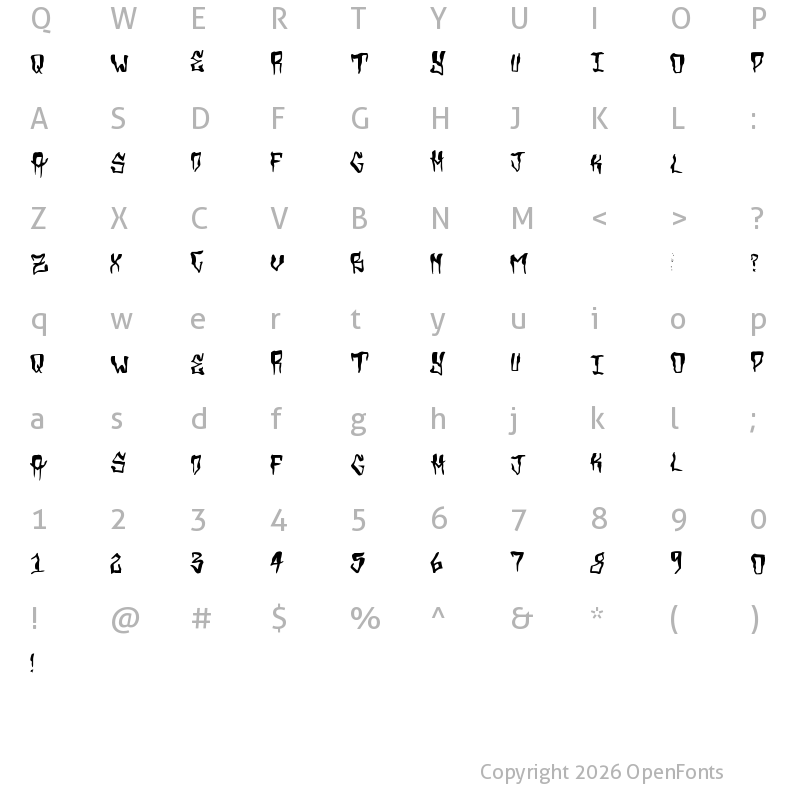 Character Map of Grimey Medium