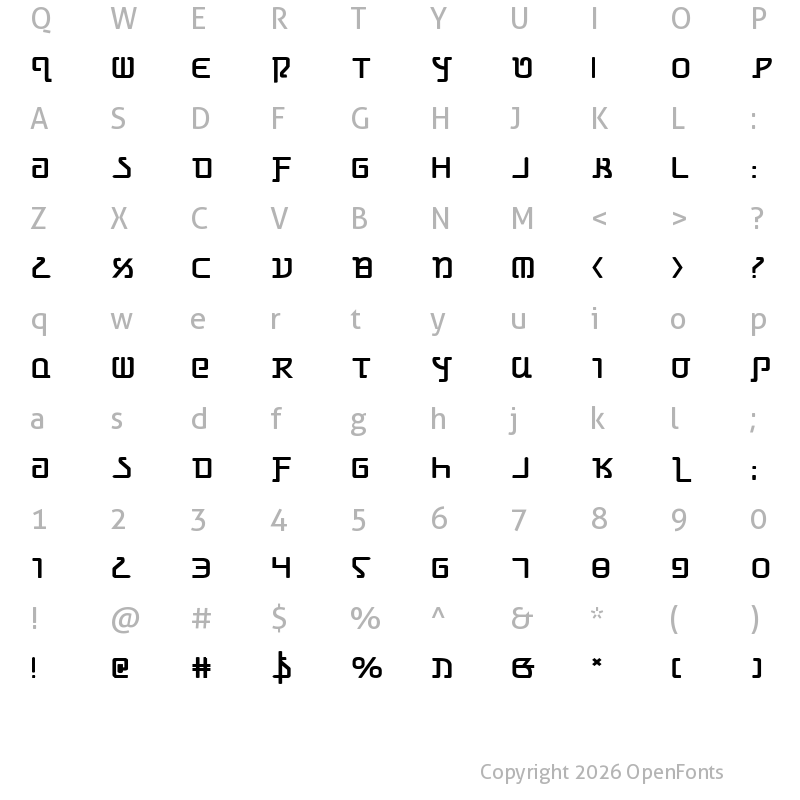 Character Map of Grimlord Bold Expanded Bold Expanded
