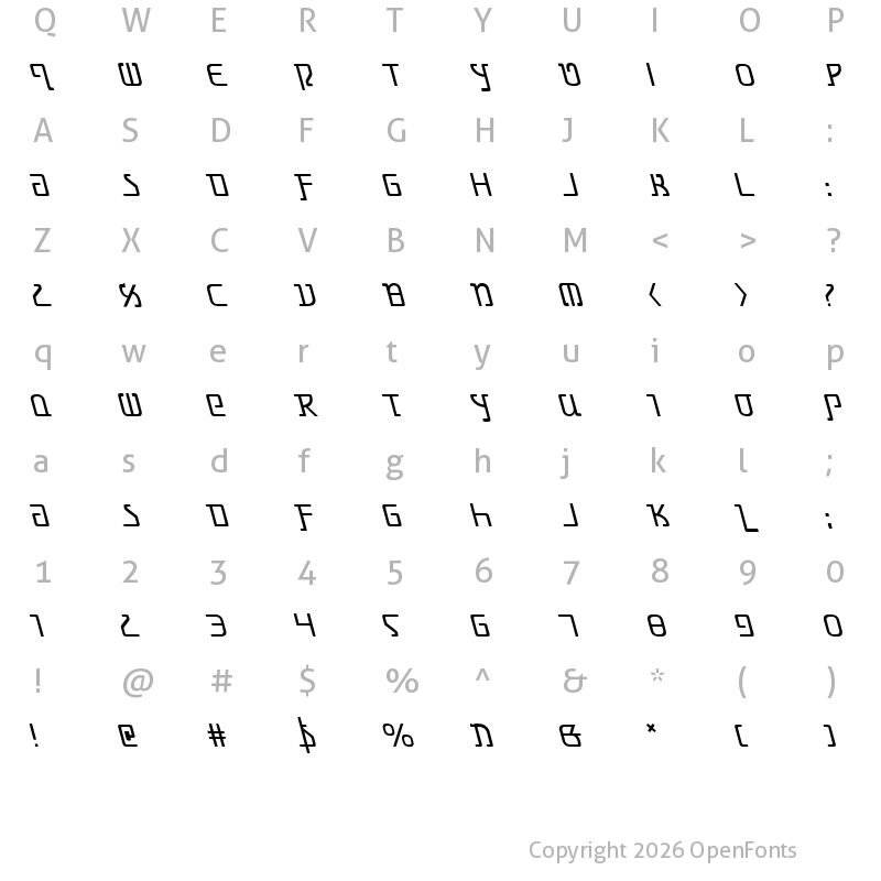 Character Map of Grimlord Leftalic Italic