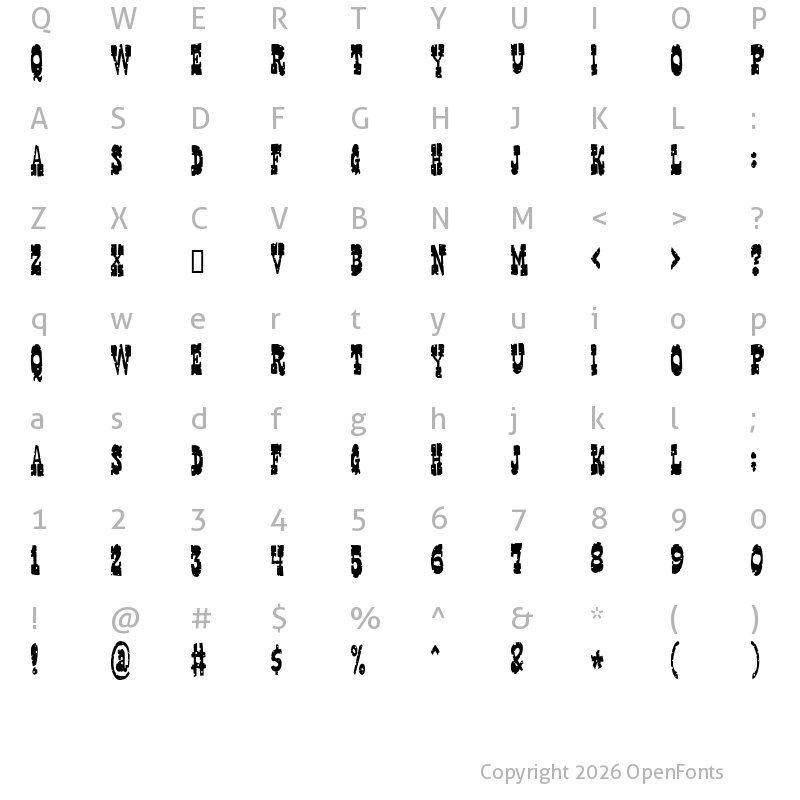 Character Map of Gringo Nights Regular