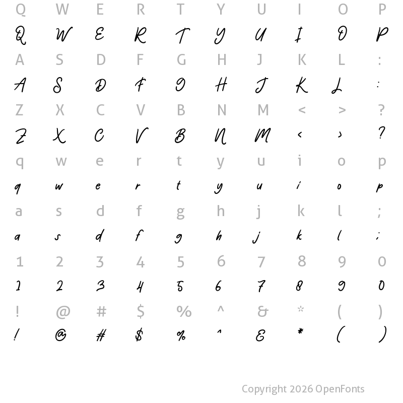 Character Map of Grinlane Regular