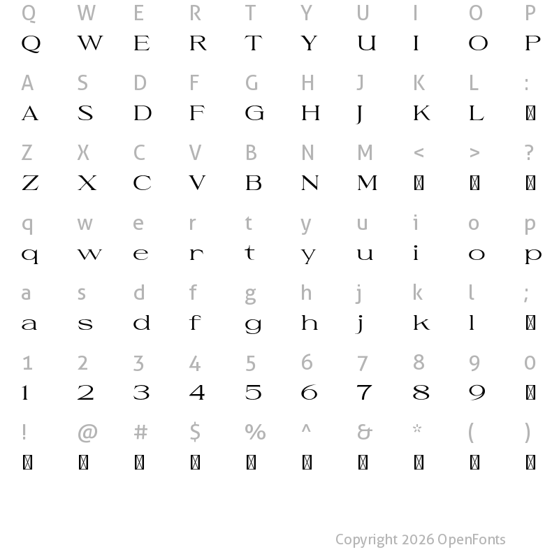 Character Map of Grise Expanded