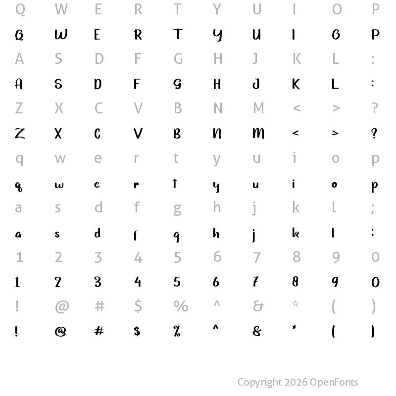 Character Map of Grithani Regular