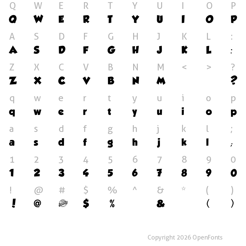 Character Map of GROBOLD Regular