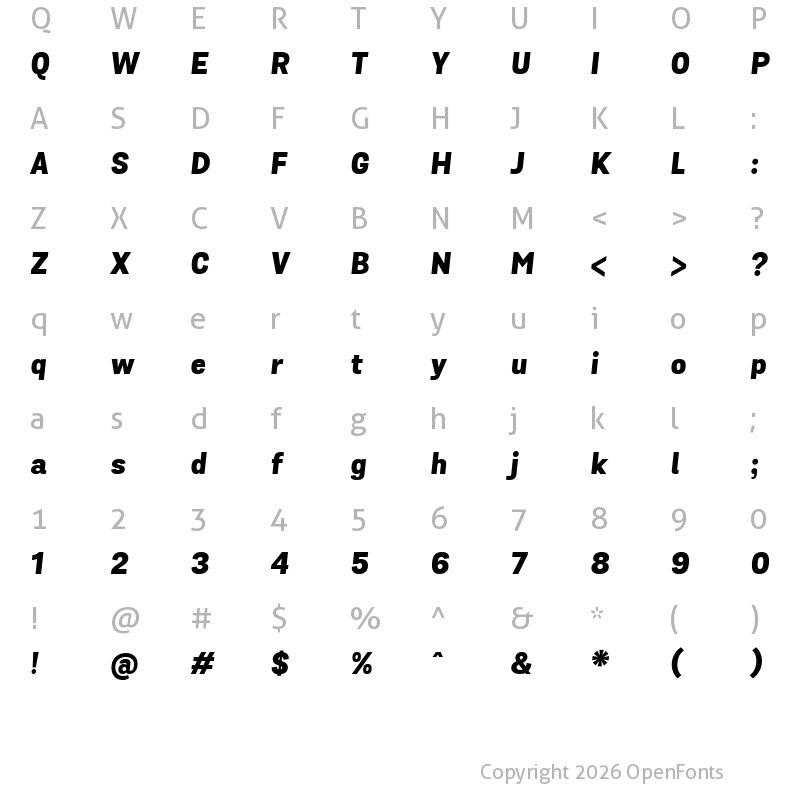 Character Map of Grota Sans Alt Heavy Italic