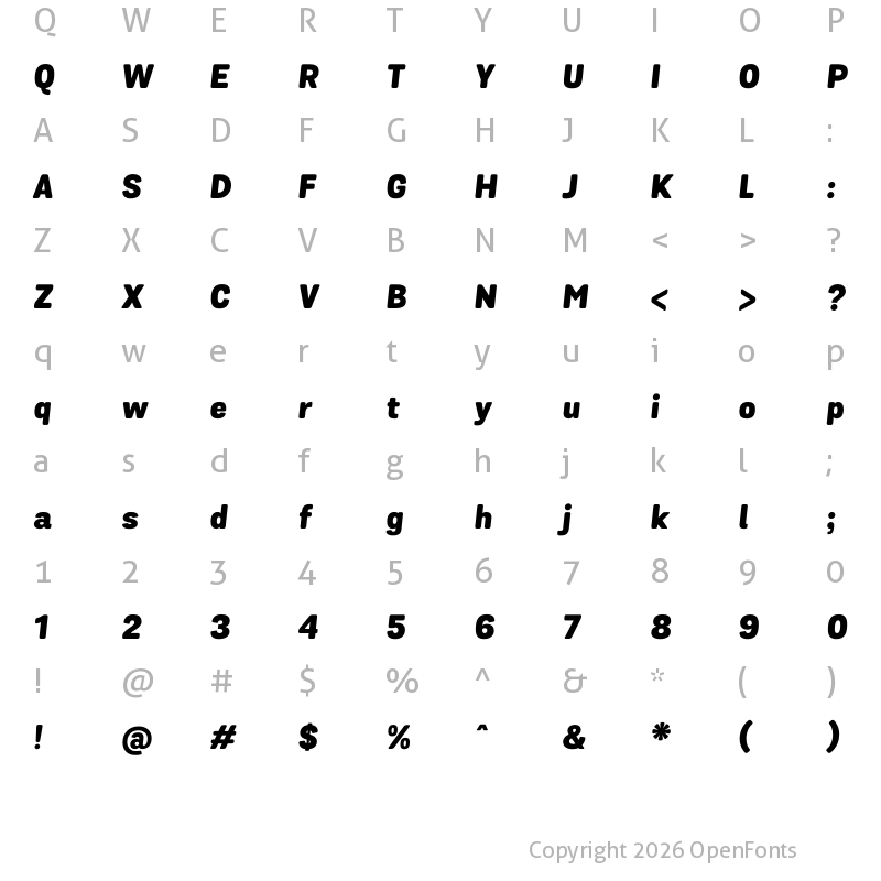 Character Map of Grota Sans Alt Rd Black Italic