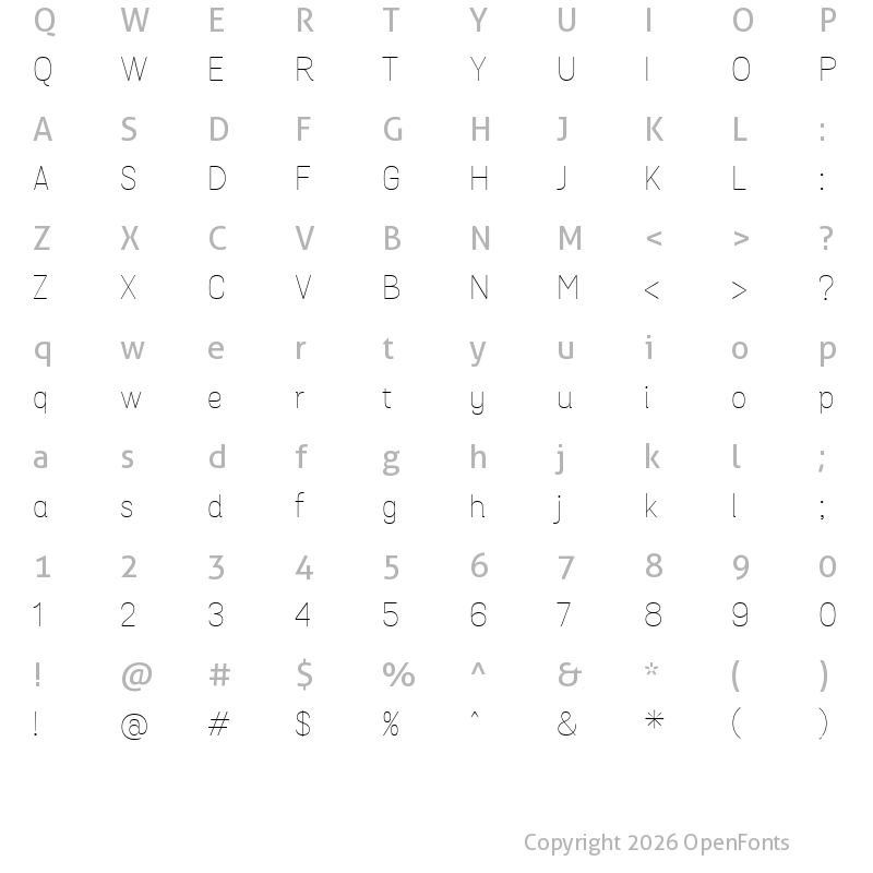 Character Map of Grota Sans Alt Thin