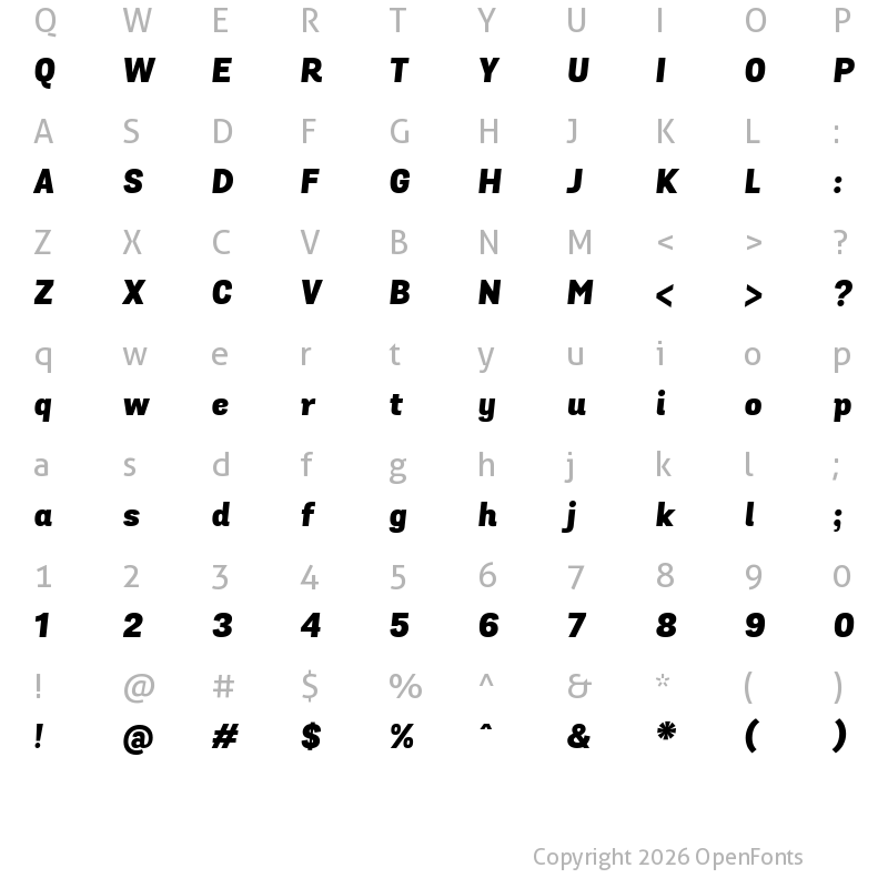 Character Map of Grota Sans Black Italic