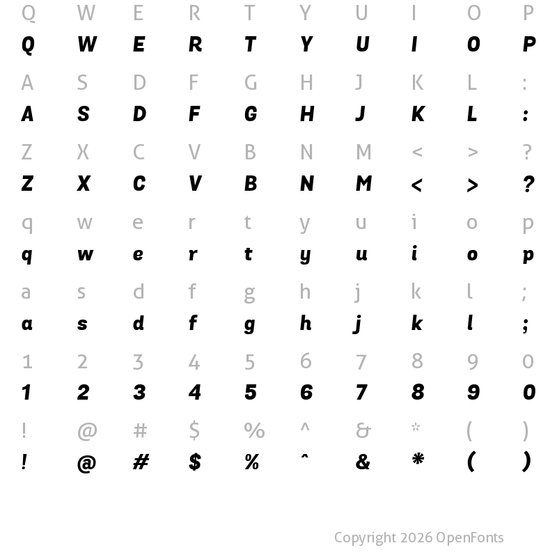 Character Map of Grota Sans Extra Bold Italic