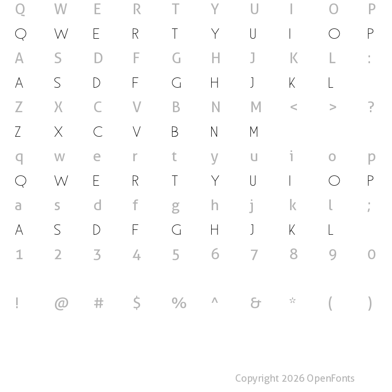 Character Map of Grotesky Regular