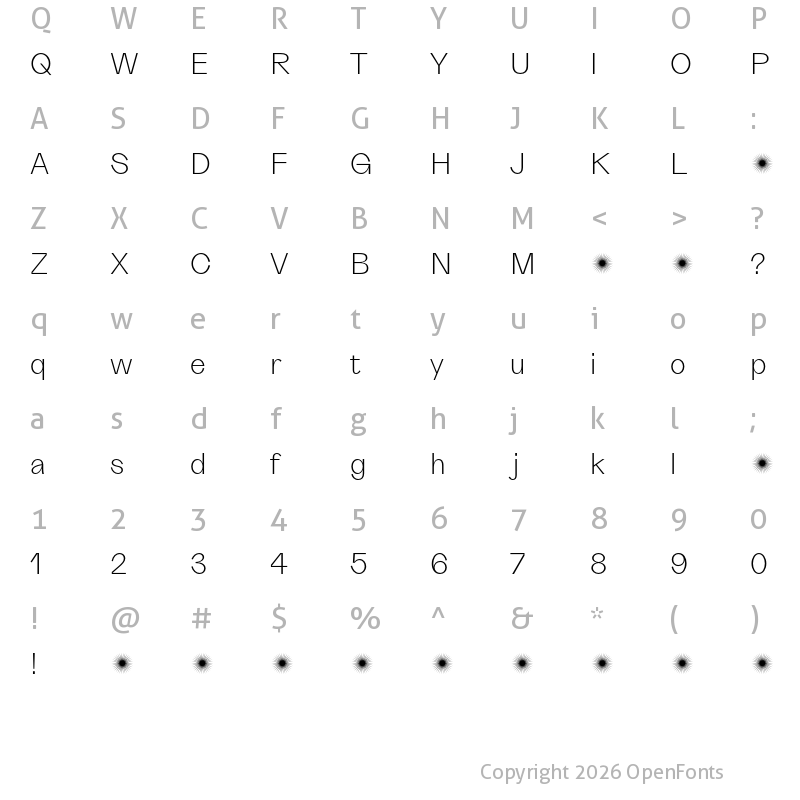 Character Map of Grotta-Trial Light