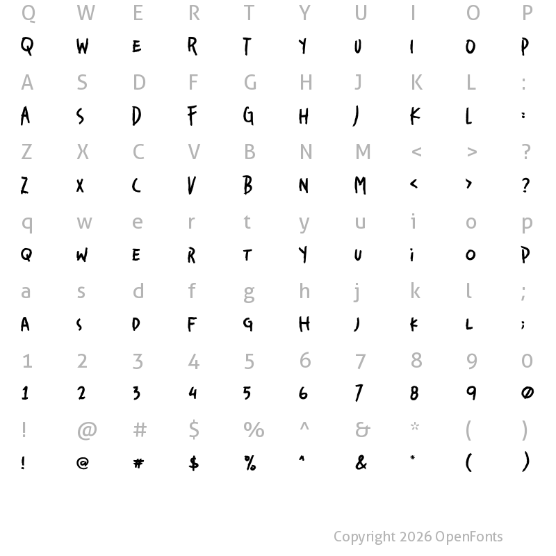 Character Map of Gruesome Regular