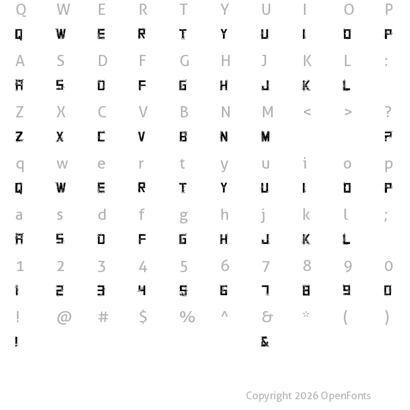 Character Map of Grungy Regular