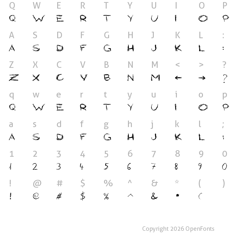 Character Map of Grungy Style Regular