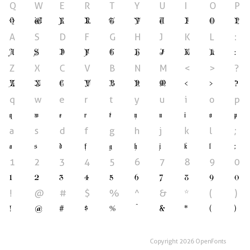 Character Map of Grusskarten Gotisch Regular