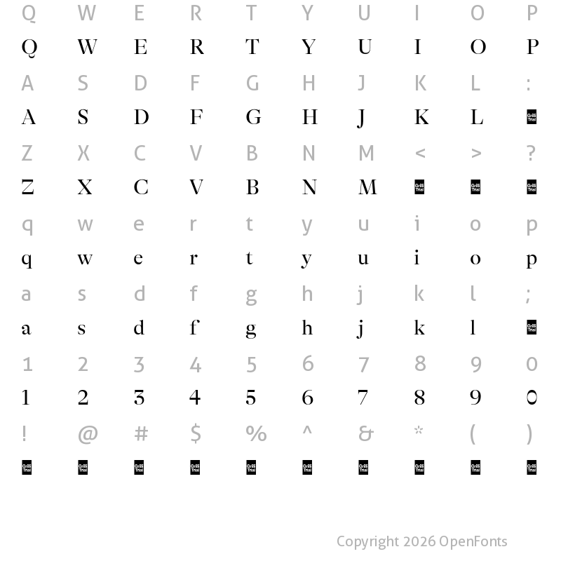 Character Map of GT Alpina Fine Trial Regular