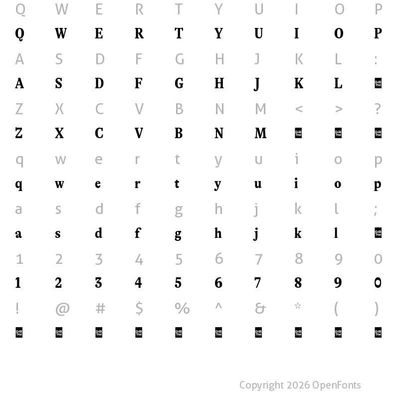 Character Map of GT Alpina Trial Condensed Bold