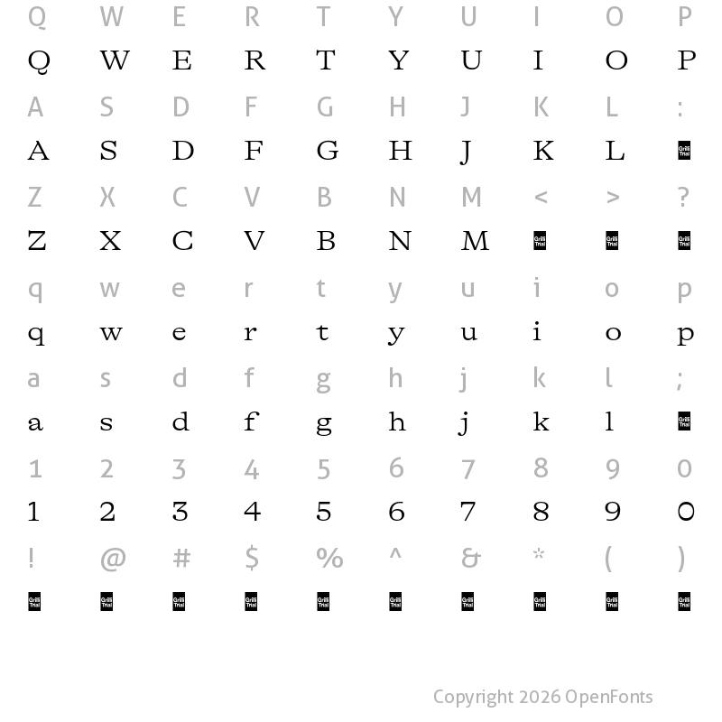 Character Map of GT Alpina Trial Extended Light