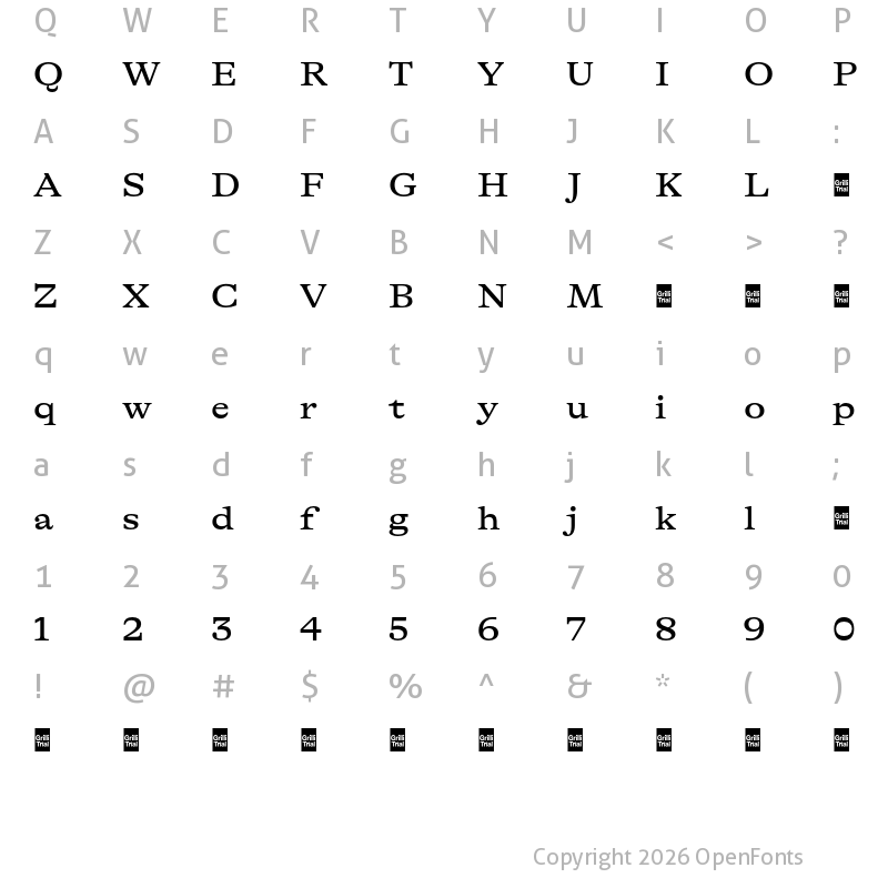 Character Map of GT Alpina Trial Extended Medium