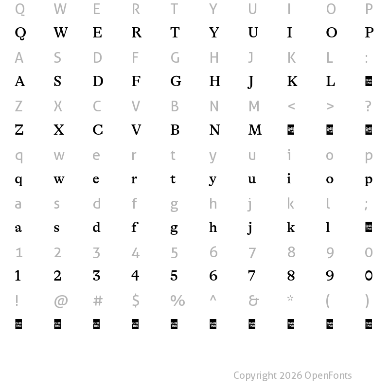 Character Map of GT Alpina Trial Medium