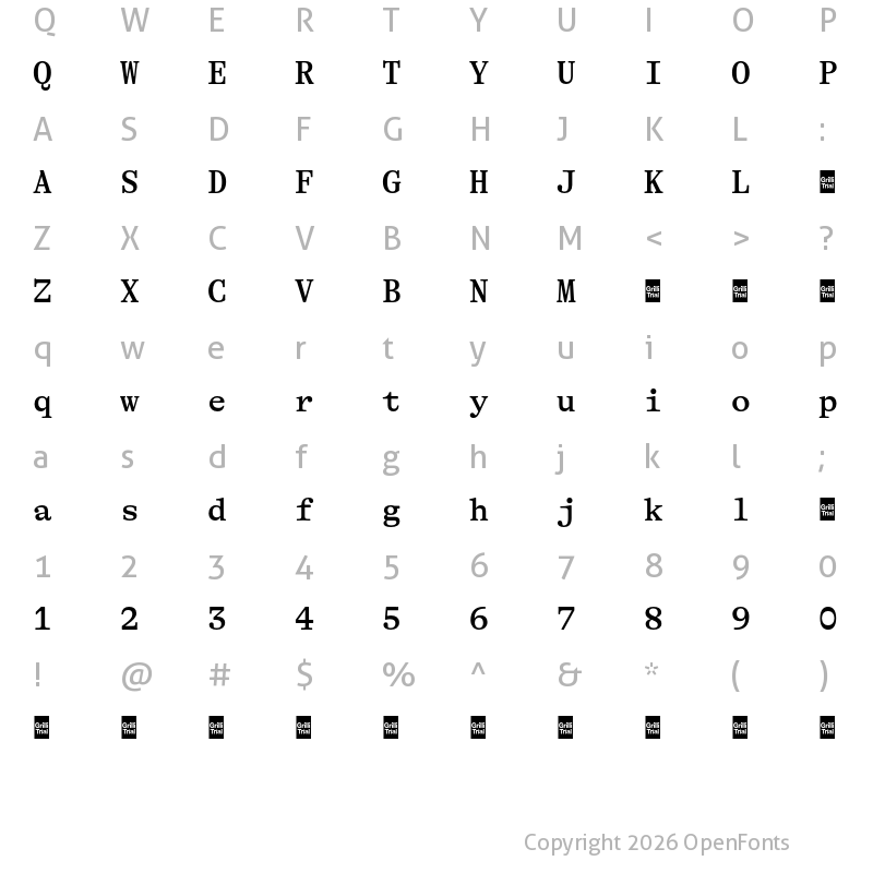 Character Map of GT Alpina Tw Trial Md