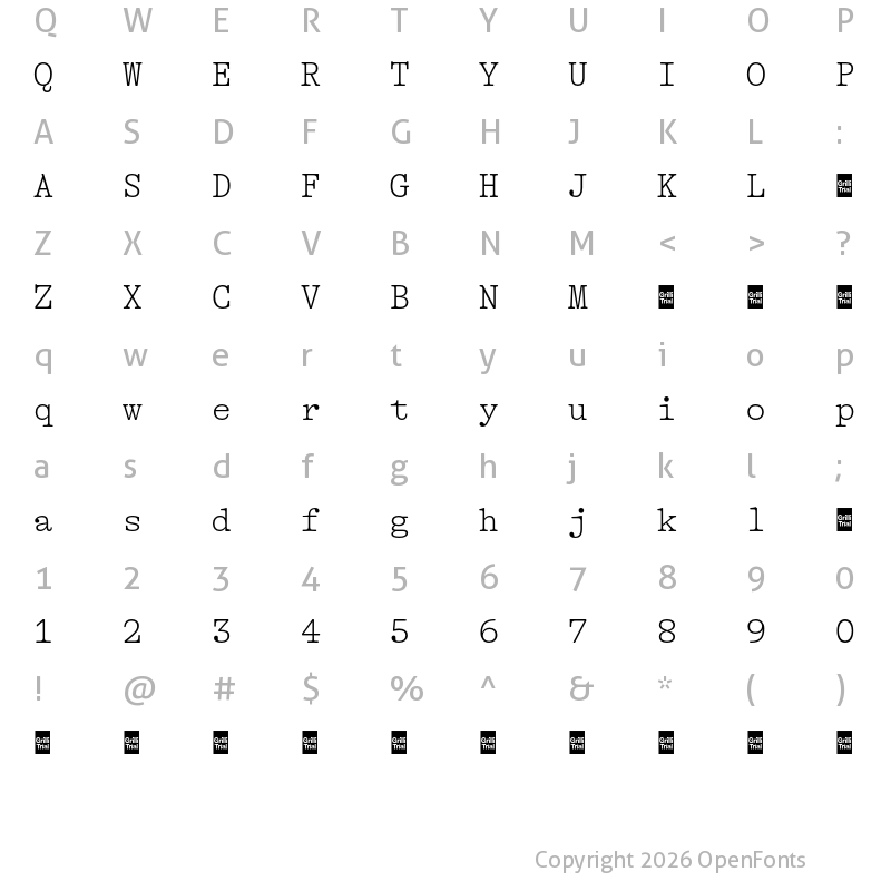 Character Map of GT Alpina Tw Trial Th