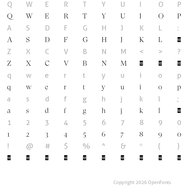 Character Map of GT Super Ds Trial Lt