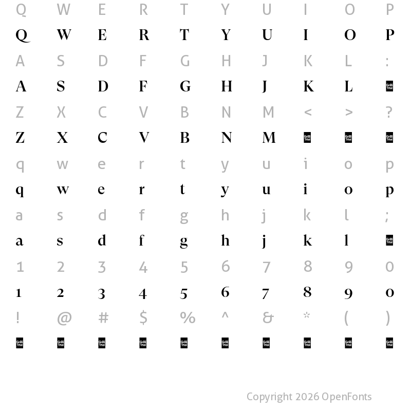 Character Map of GT Super Ds Trial Md