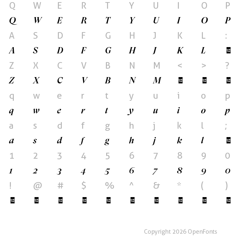 Character Map of GT Super Ds Trial Md It