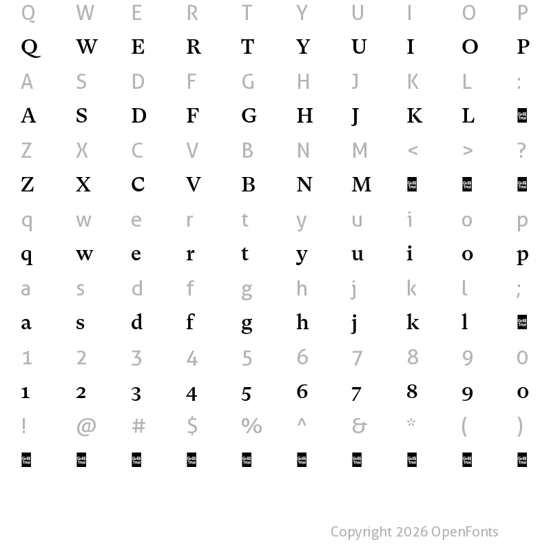 Character Map of GT Super Txt Trial Md
