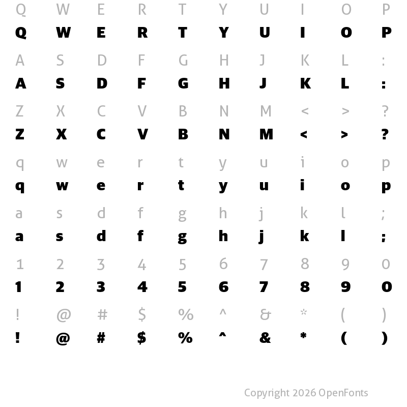 Character Map of Guardian Sans Black