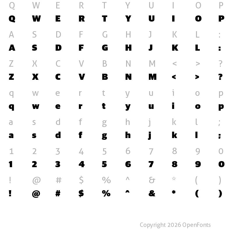 Character Map of Guardian Sans Ultra