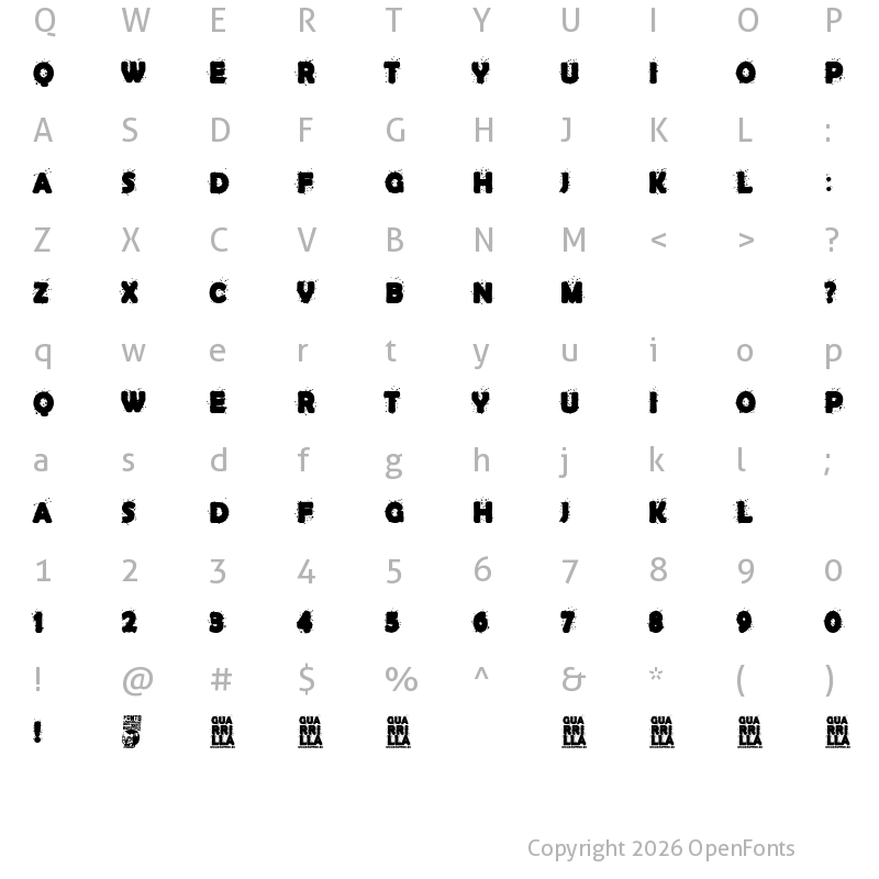 Character Map of Guarrilla Regular