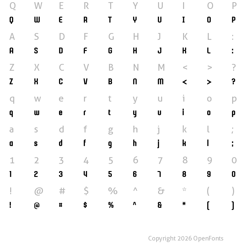 Character Map of GubiaAlternate Regular