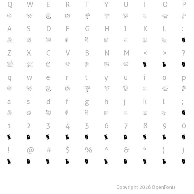 Character Map of GunkyIck Regular