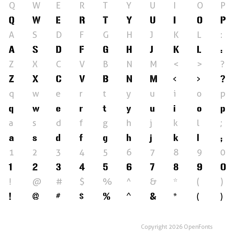 Character Map of Gunplay Regular
