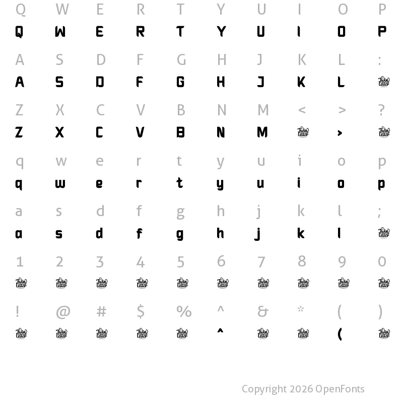 Character Map of Gurinda Black Personal Use