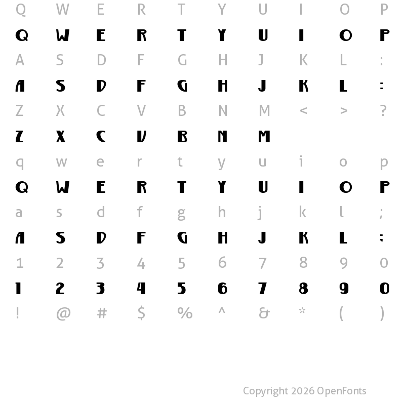 Character Map of Gurindam Tebal Bold