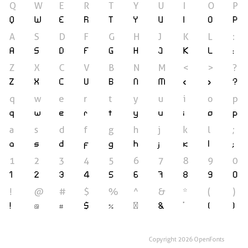 Character Map of Guti Thin