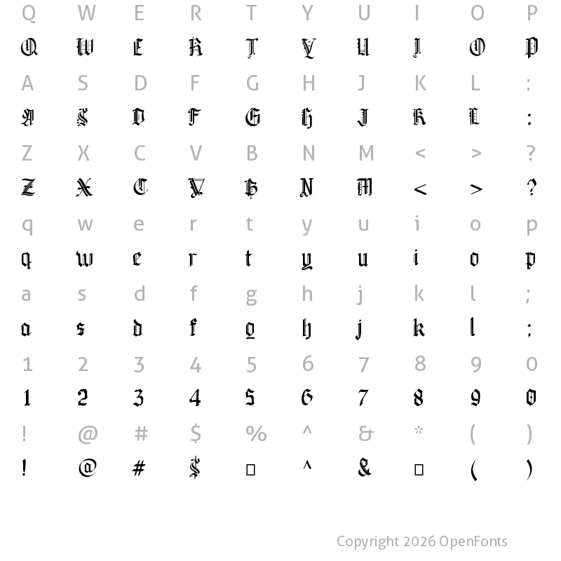 Character Map of GuyfordBlackletter Blackletter