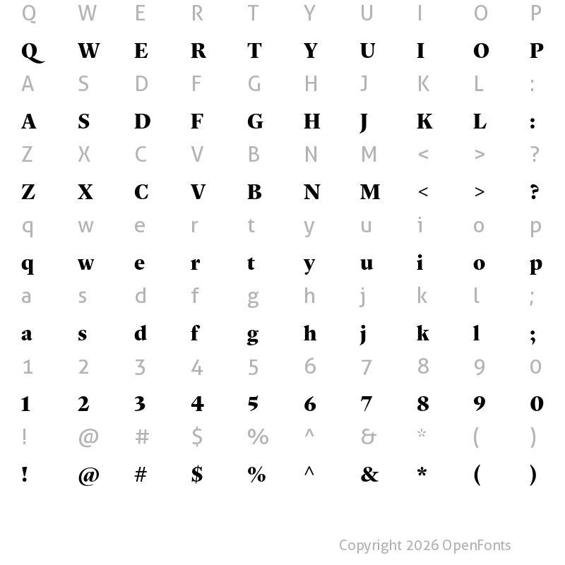 Character Map of Guyot Headline ExtraBold