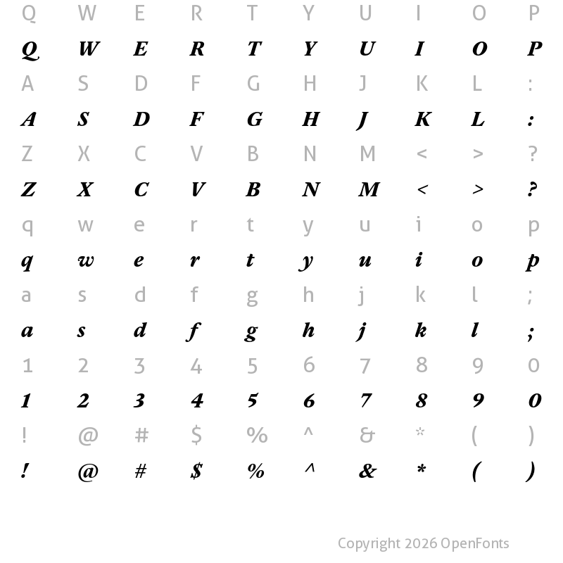 Character Map of Guyot Press ExtraBold Italic 2