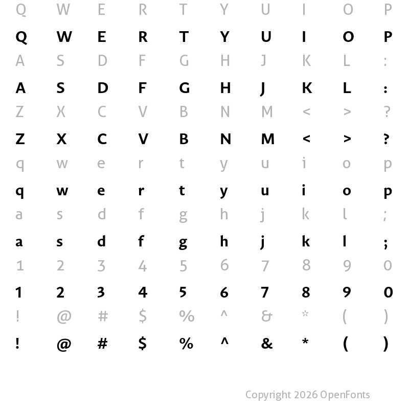 Character Map of Guyot Sans Bold