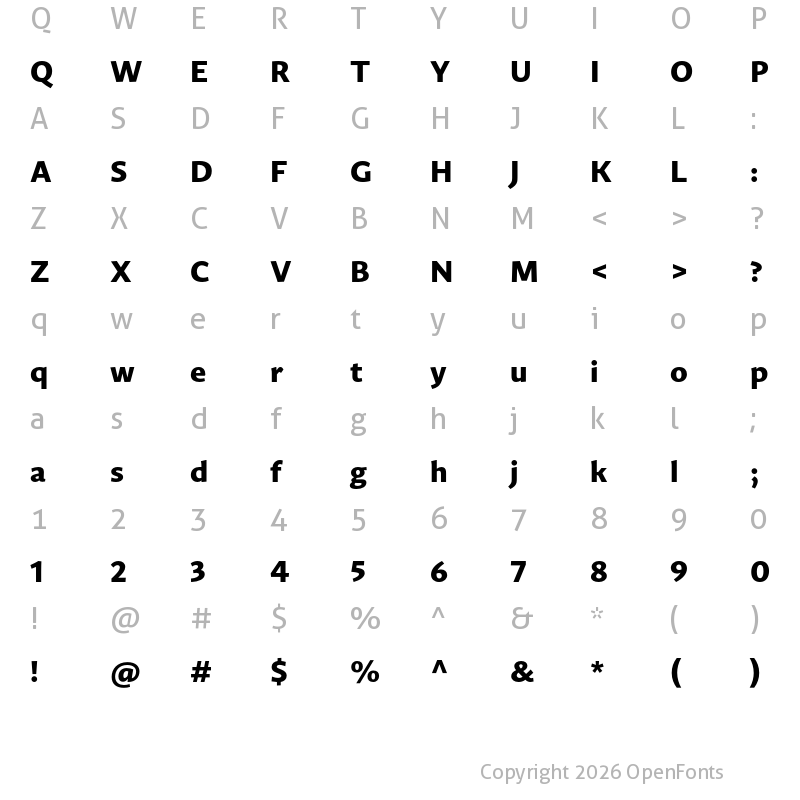 Character Map of Guyot Sans ExtraBold